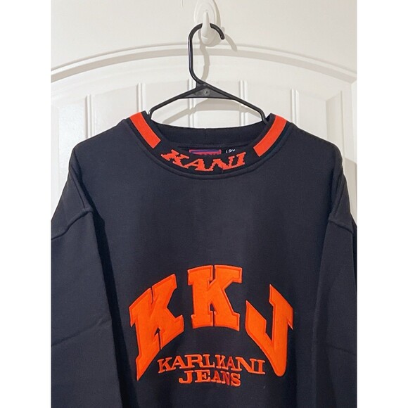Vintage Kani Jeans Crewneck Pullover Sweatshirt 90s Embroidered Men’s Black 4X - Picture 10 of 11